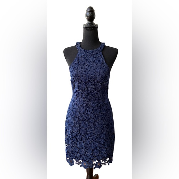 Lulus Dresses & Skirts - Lulus: Blue Floral Lace Dress